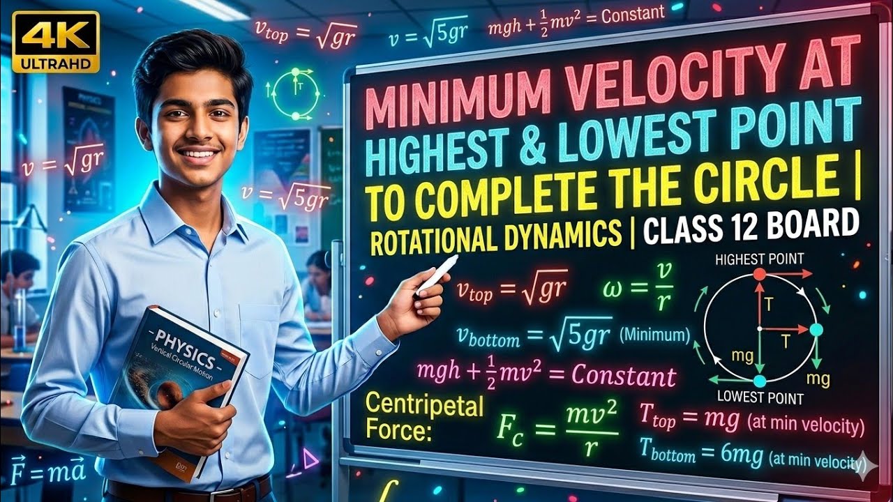 Minimum velocity at the highest point and lowest point to complete the circle class 12th HSC board 