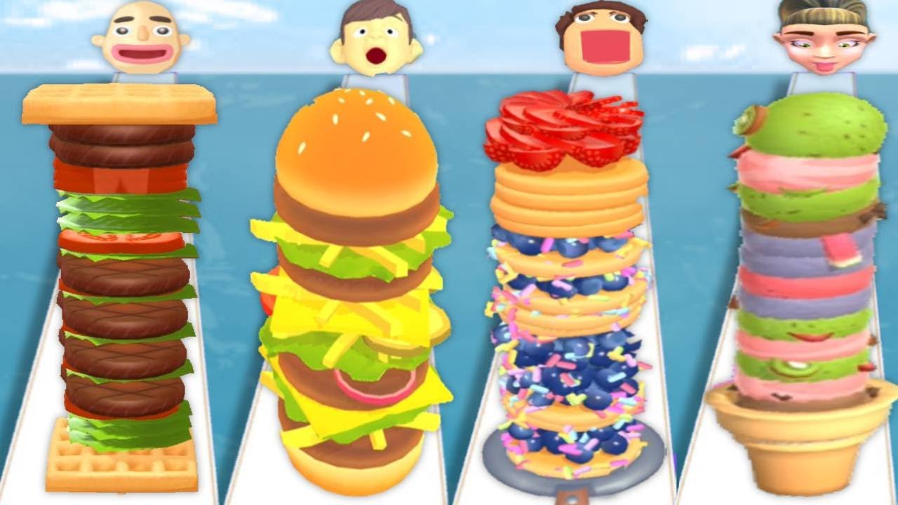SANDWICH RUNNER vs BURGER RUN vs PANCAKE RUN vs ICE CREAM RUN - Quadruple Gameplay Satisfying ASMR
