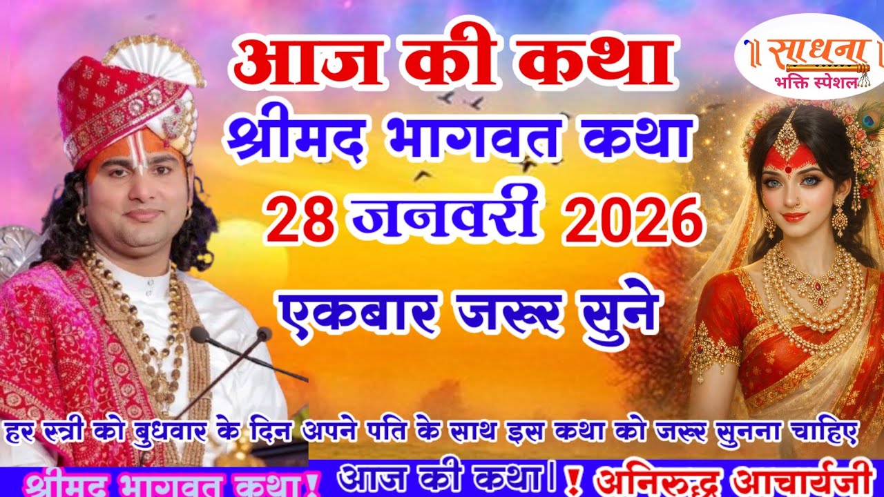 आज की कथा 💥 28 जनवरी 2026💥 श्री अनिरुद्ध आचार्य जी #aniruddhacharya #श्रीमद_भागवत_कथा आज जरूर सुने