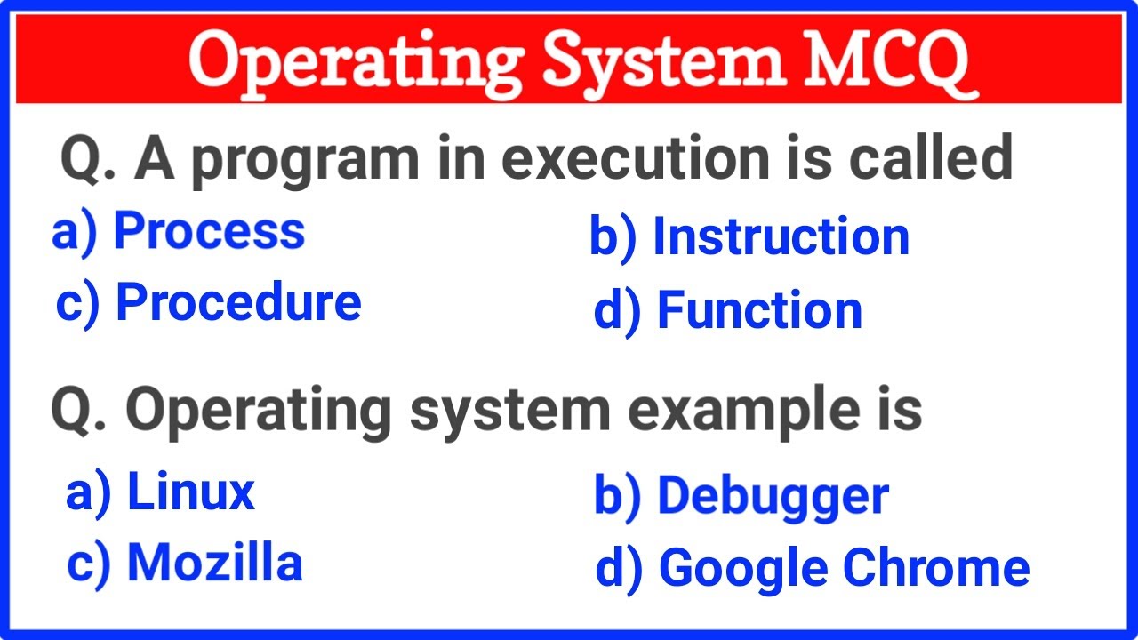 Operating System MCQs for Competitive Exams - Questions and Answers