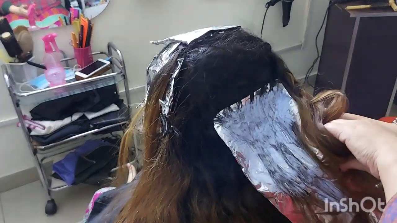 highlight look in 8 foils + toning of brassy hair (low budget)