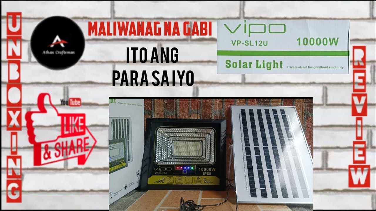 Vipo VP-SL12U Solar lights 10000w. Unboxing review 