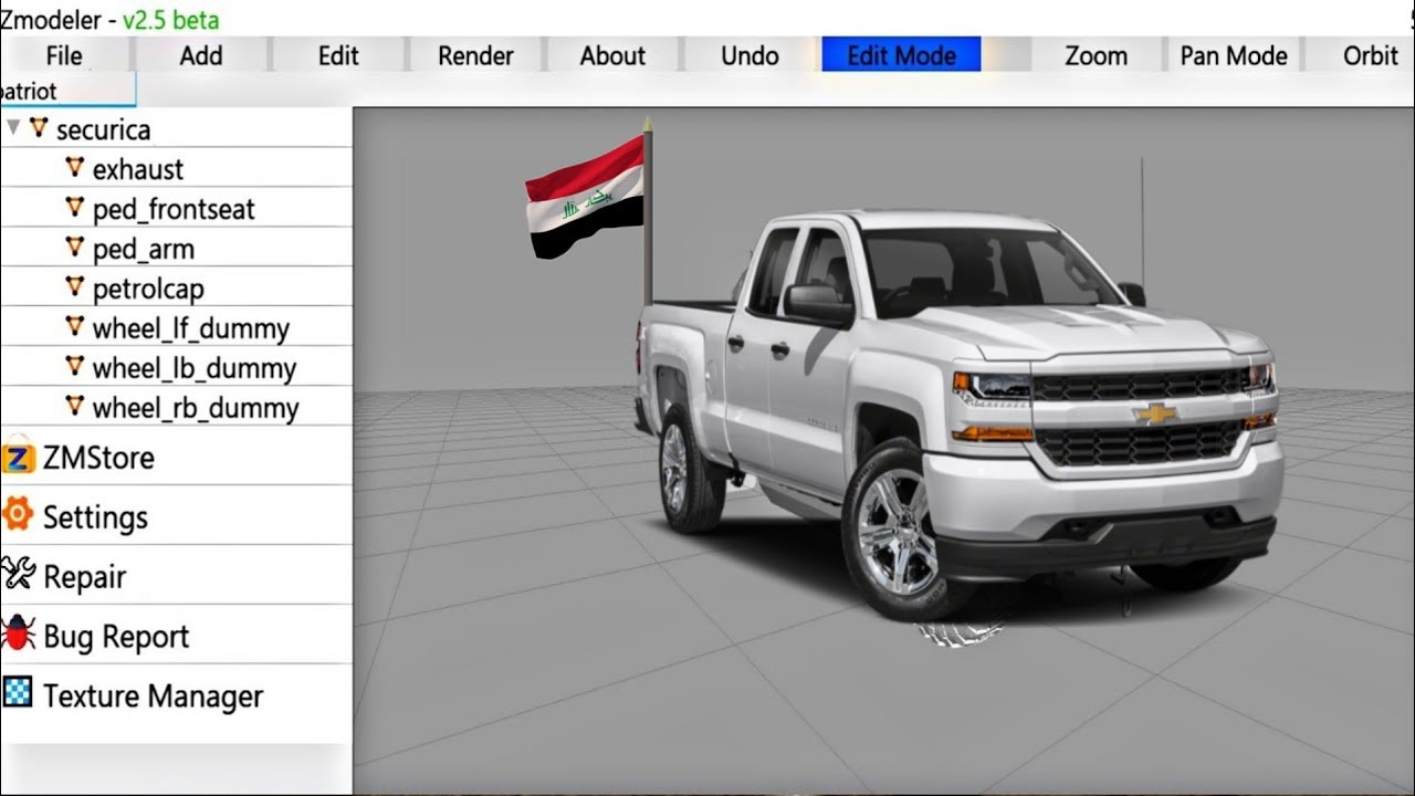 إضافة علم بلدك على السيارات في برنامج Zmodeler في لعبة gta sa للاندرويد