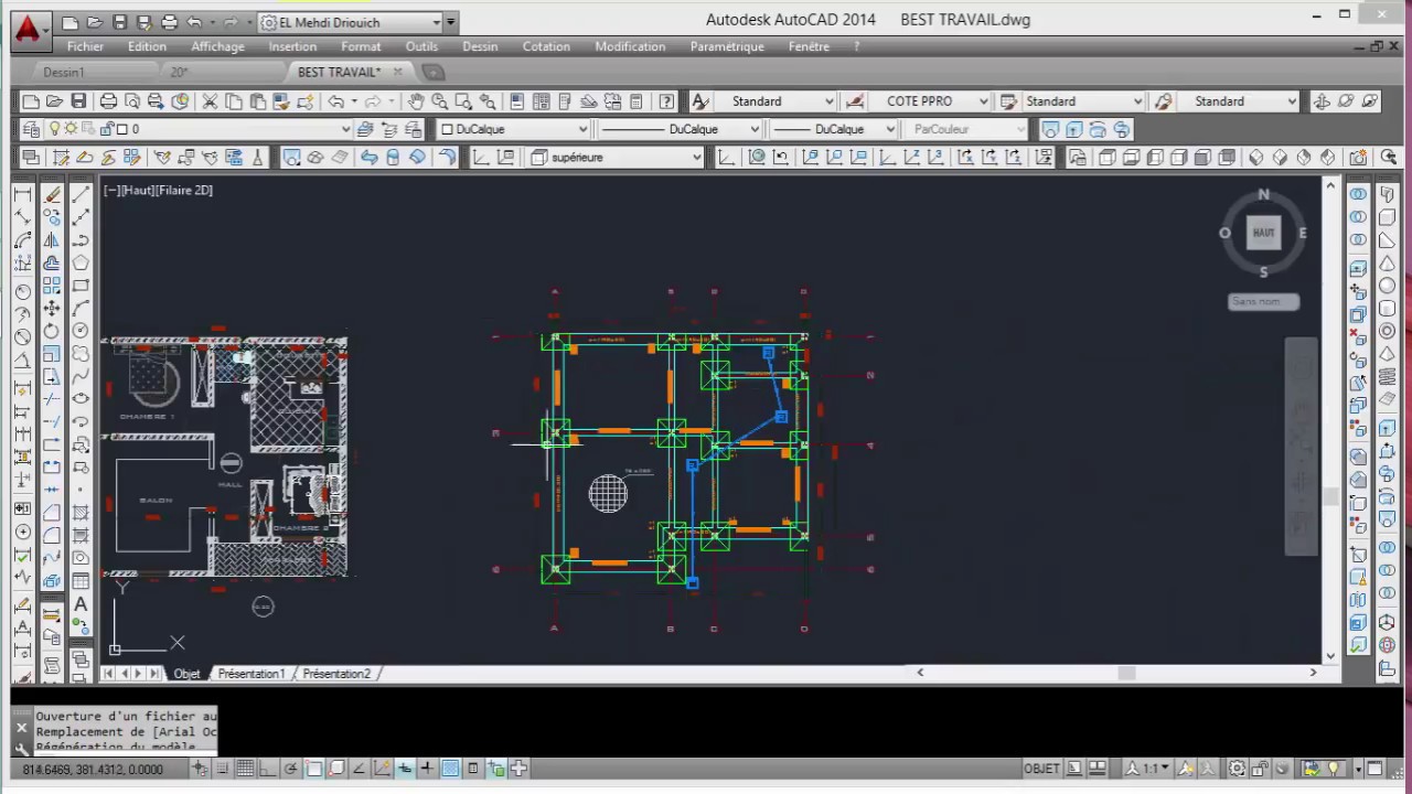 Dessin plan de fondation autocad