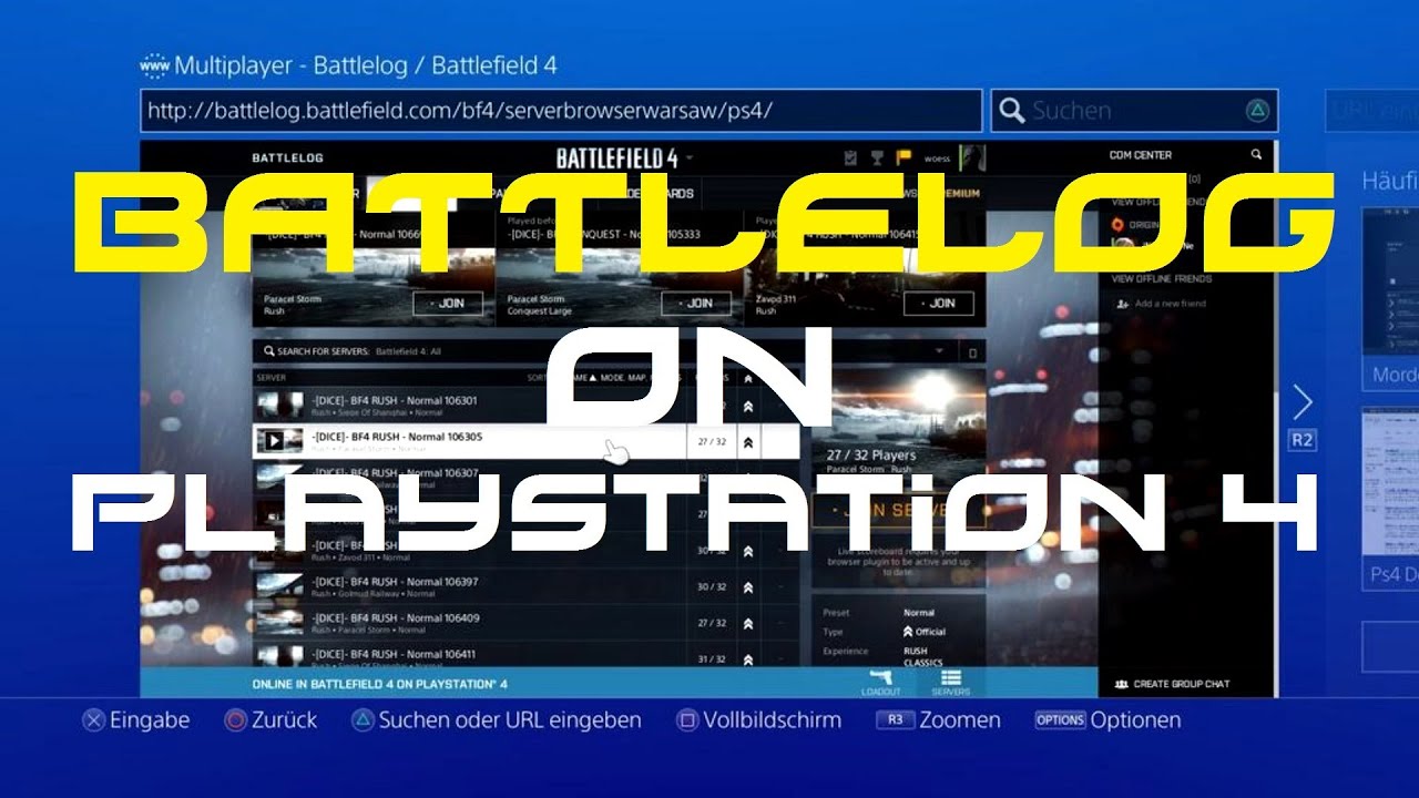Battlefield 4: Battlelog Server Browser on PS4. Tutorial (Outdated)