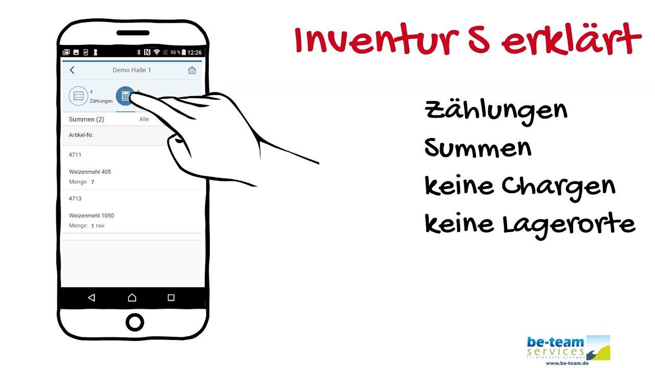 Inventur S Export von Zählungen