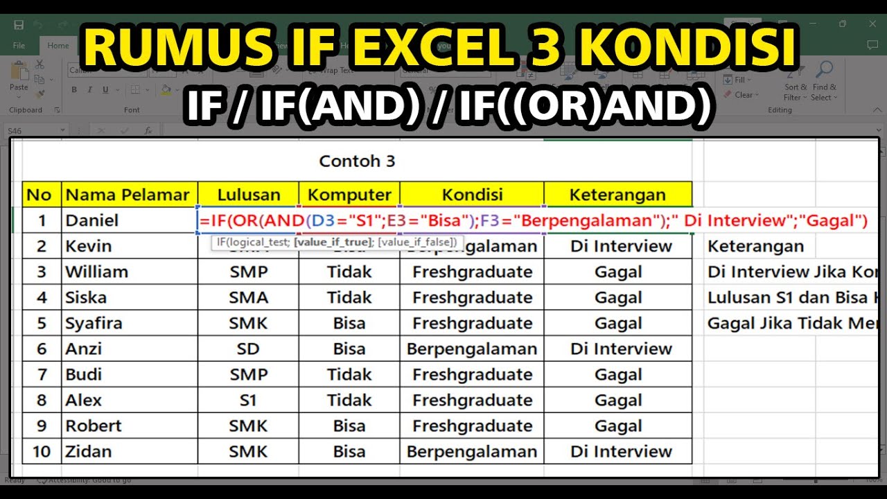 Rumus IF Pada Excel 3 Kondisi