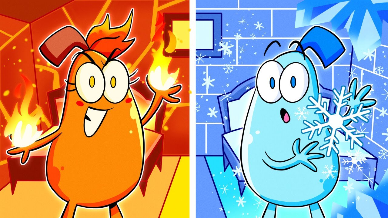Poires piégées dans des pièces rouges et bleues 🔥❄️ Chaud vs froid ❄️🔥 Aventures de M. et Mme Poire