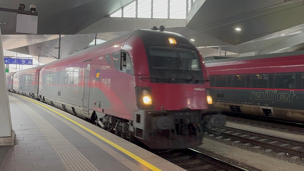 Einfahrt ÖBB RJX 765 Bregenz - Wien Hbf/Flughafen Wien in Wien Hbf (02.02.2025, 4K HDR)