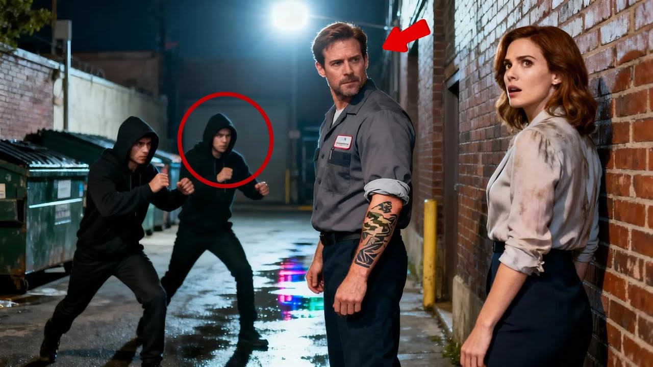 Female CEO Cornered In A Shadowed Alley — A Janitor Single Dad’s Tattoo Made Attackers Back Away