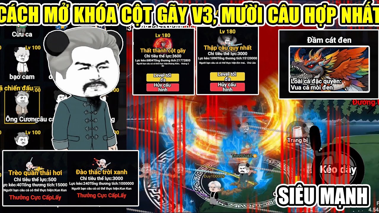 CÁCH MỞ KHOÁ “CỘT GÃY V3”, “MƯỜI CÂU HỢP NHẤT” SIÊU MẠNH TRONG CÂU CÁ VẠN CÂN