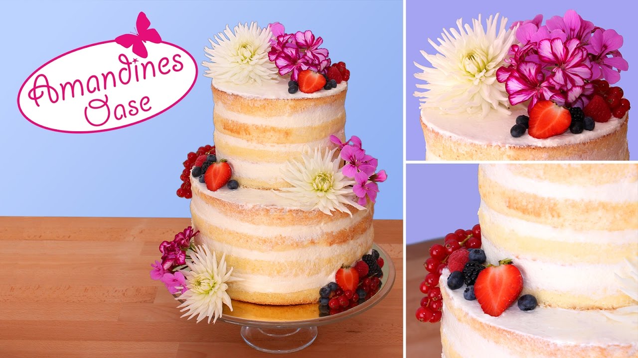 Hochzeitstorte mit frischen Blumen & Beeren | Naked Wedding Cake  | ohne Fondant & Zuckerblumen