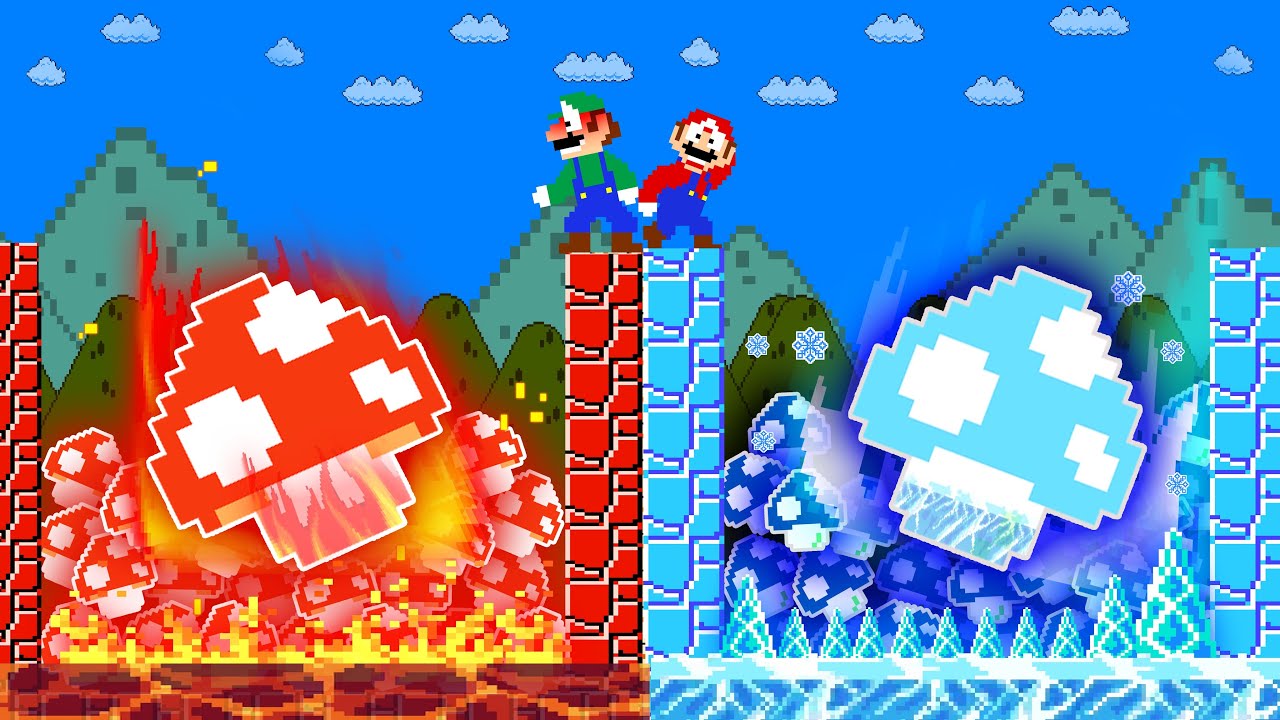 If MARIO COLLECTS All the Fire and Ice 1-Up Mushroom in New Super Mario Bros ? | Mario Zombros