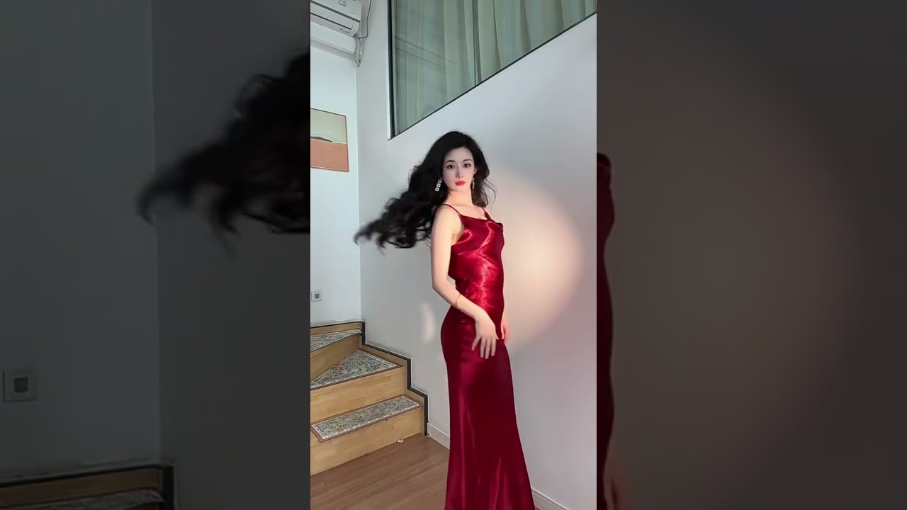 Hot red silk satin slip dress #fashion #silk
