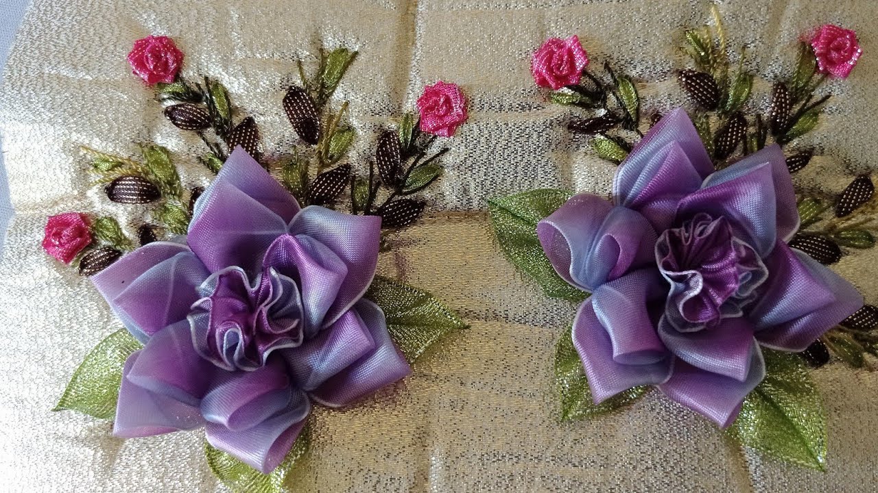# 262 FLOR DE LISTÓN DE ORGANZA (RIBBON FLOWERS/HOW TO MAKE FLOWERS/DIY FABRIC FLOWERS)