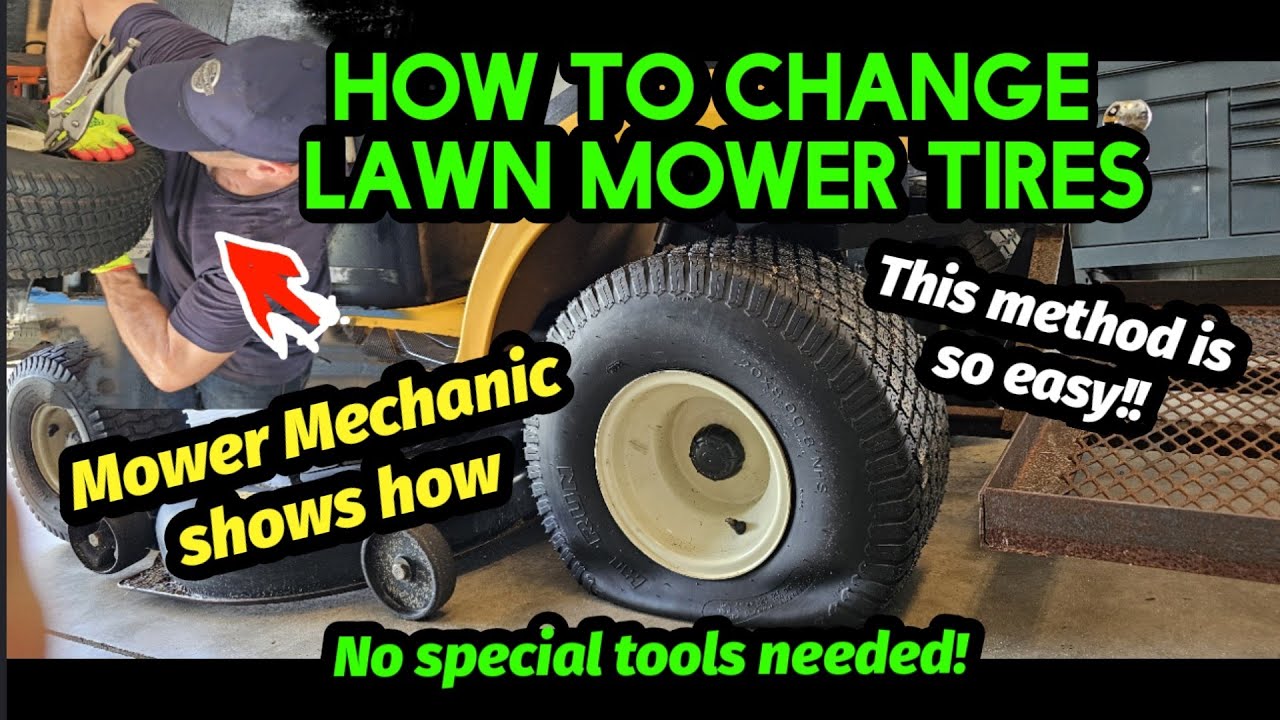 Change Riding Lawn Mower Tires Easy! No special tools needed!! Mechanic shows secrets