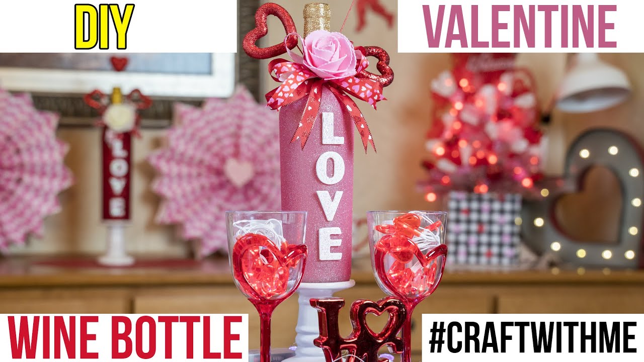 Valentine's Day Wine Bottle Decor #craftwithme