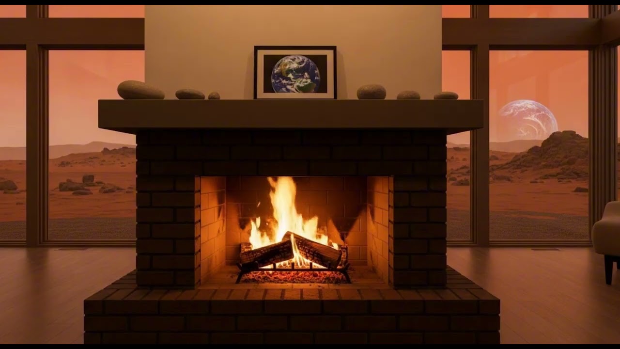 Modern Brick Fireplace 4K 🔥 1 Hour Crackling Fire Sounds (No Music)