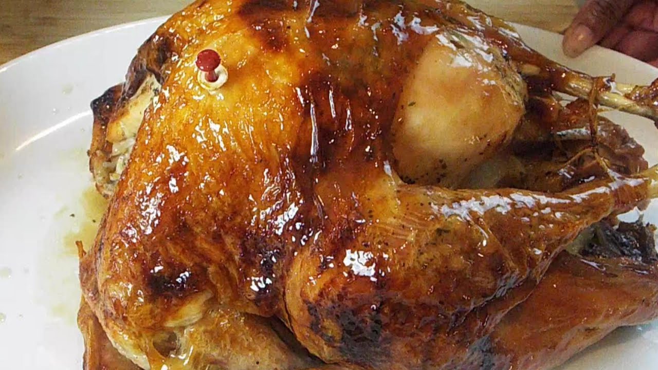 Perfect and Juicy Roasted Turkey with Sweet Honey Bourbon Glaze
