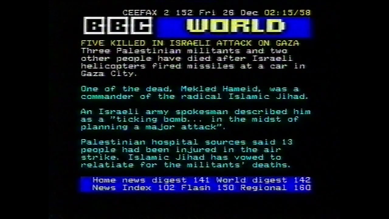 BBC Two | Continuity | Pages from Ceefax - Christmas Day 2003 (early hours of Boxing Day)