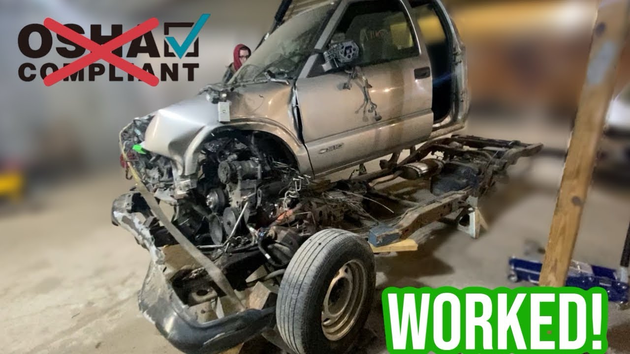 [WRECKED] S10 TRUCK BODY REMOVED THE HARD WAY! Working with what we got..