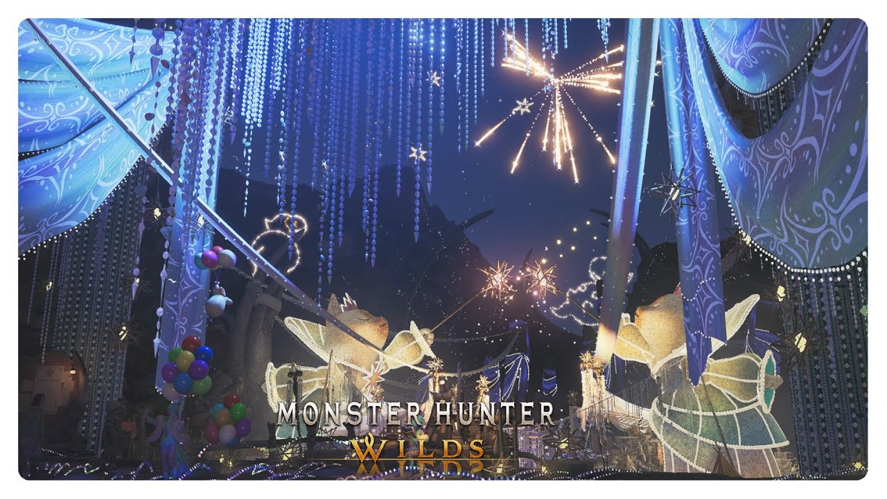 Lumehymn Festival - Monster Hunter Wilds | Fireworks, Palico Meows, Running Water, Gentle Breeze