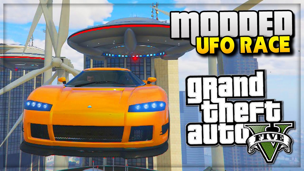 GTA 5 - Modded UFO Wind Turbine Race! - (GTA 5 Online Funny Moments PS4)