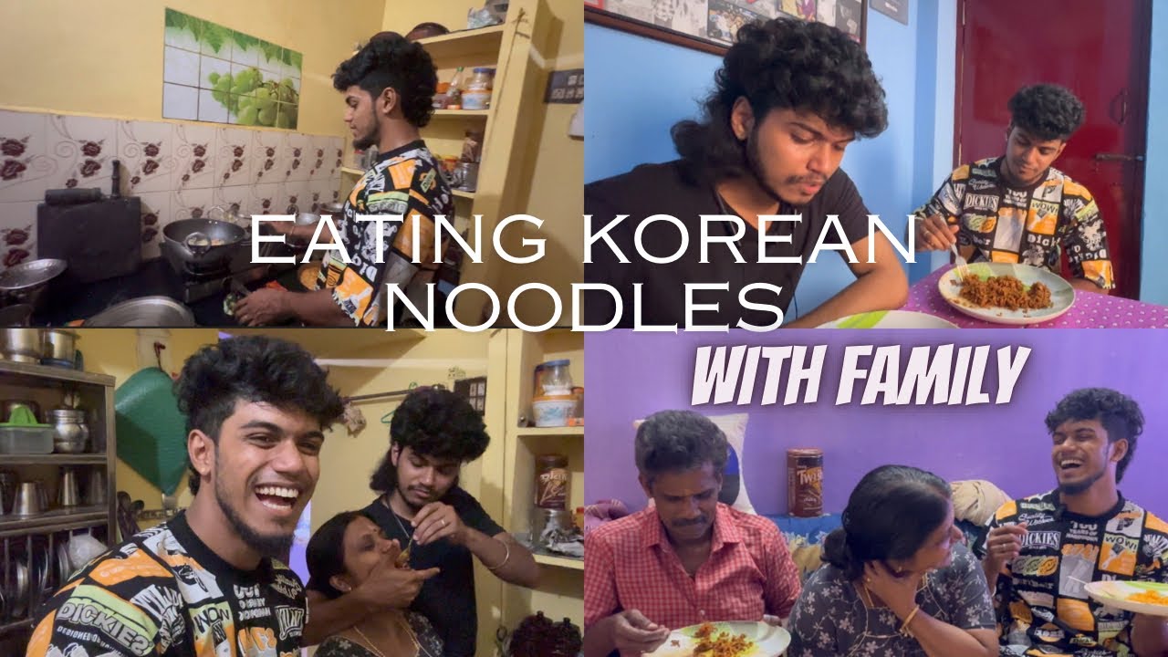 Eating Korean noodles 🍜 with family 😅😂 | MHAMALDAS | #mhamaldas #noodles #family #funny