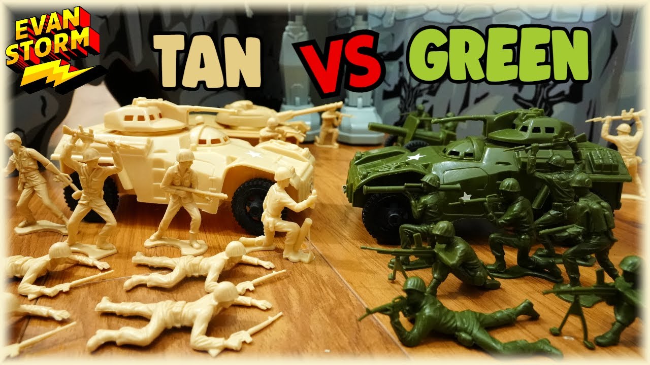 TimMee Toy Army Men Castle Defense Green VS Tan Capture the Secret Documents With Iron Giants
