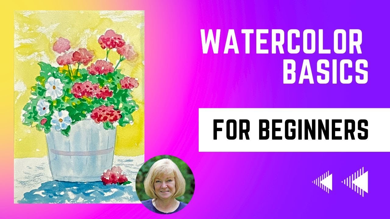 Bucket of Flowers in Watercolor - An Easy Step by Step Lesson for Beginners