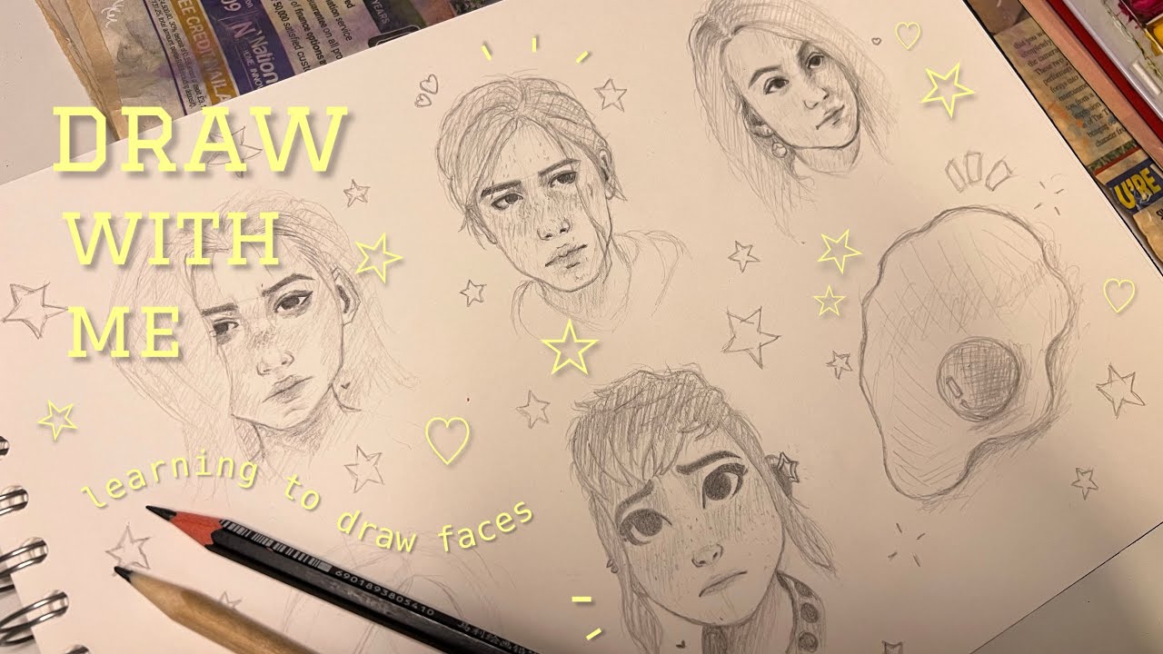 draw with me ☆ practising faces until i wanna die&hellip; ( part 2 ) ft. an egg 🍳