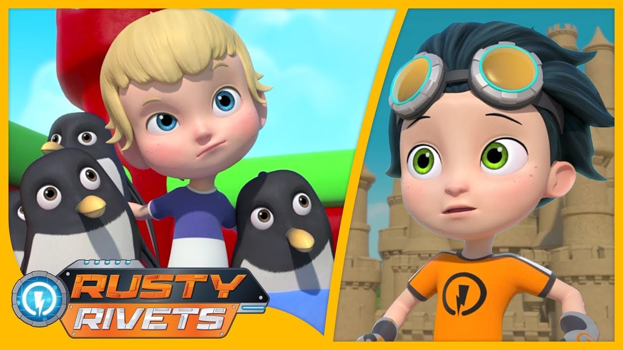 Penguin Problems / Sandcastle + MORE Cartoons for Kids | Rusty Rivets