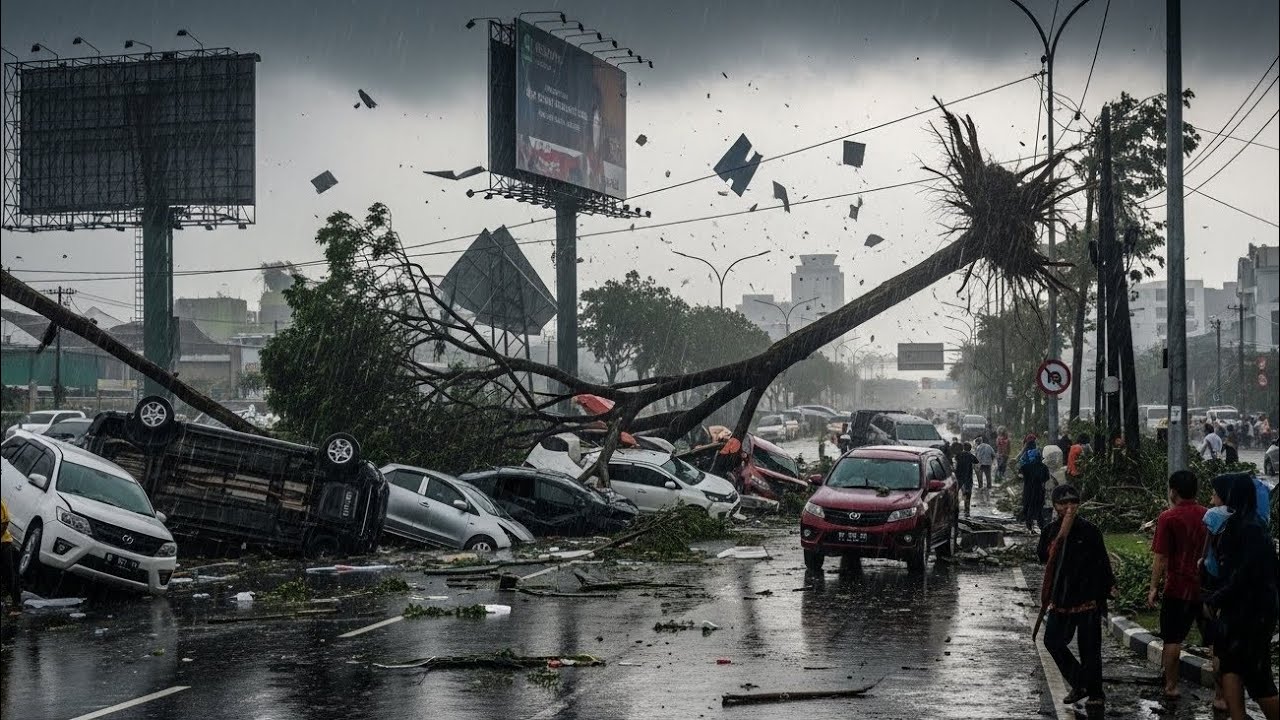 Angin Puting Beliung Hantam Cimahi–Bandung Barat, Jalan Industri Cimareme Lumpuh Pohon Tumbang