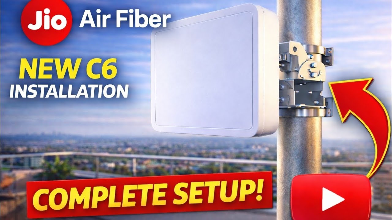 Jio AirFiber C6 Installation | Complete Terrace Mount Setup | Wrong Installation  50% Speed खत्म ! 😱