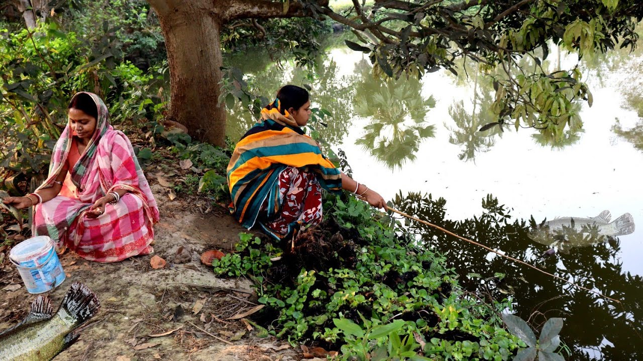 শাশুড়ি বৌমা মিলে মাছ ধরে বানালাম একই মাছের টক ঝাল ll One fish two recipes after fishing