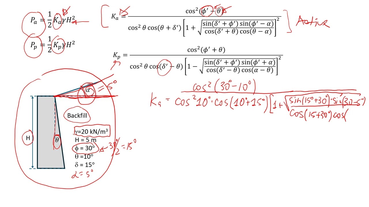 Coulomb's Active and Passive Pressures on Retaining Wall | Explanation and Solutions #education
