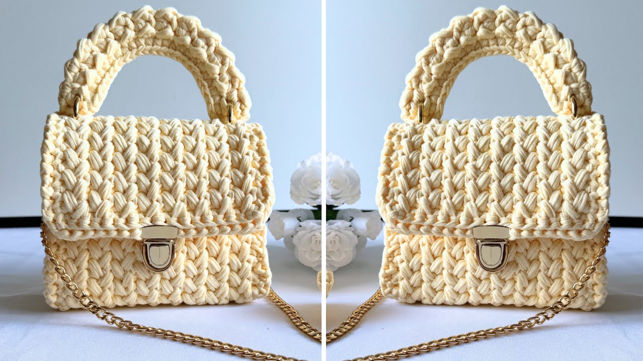 Make this Stunning T-shirt Yarn Handbag In 39 Minutes