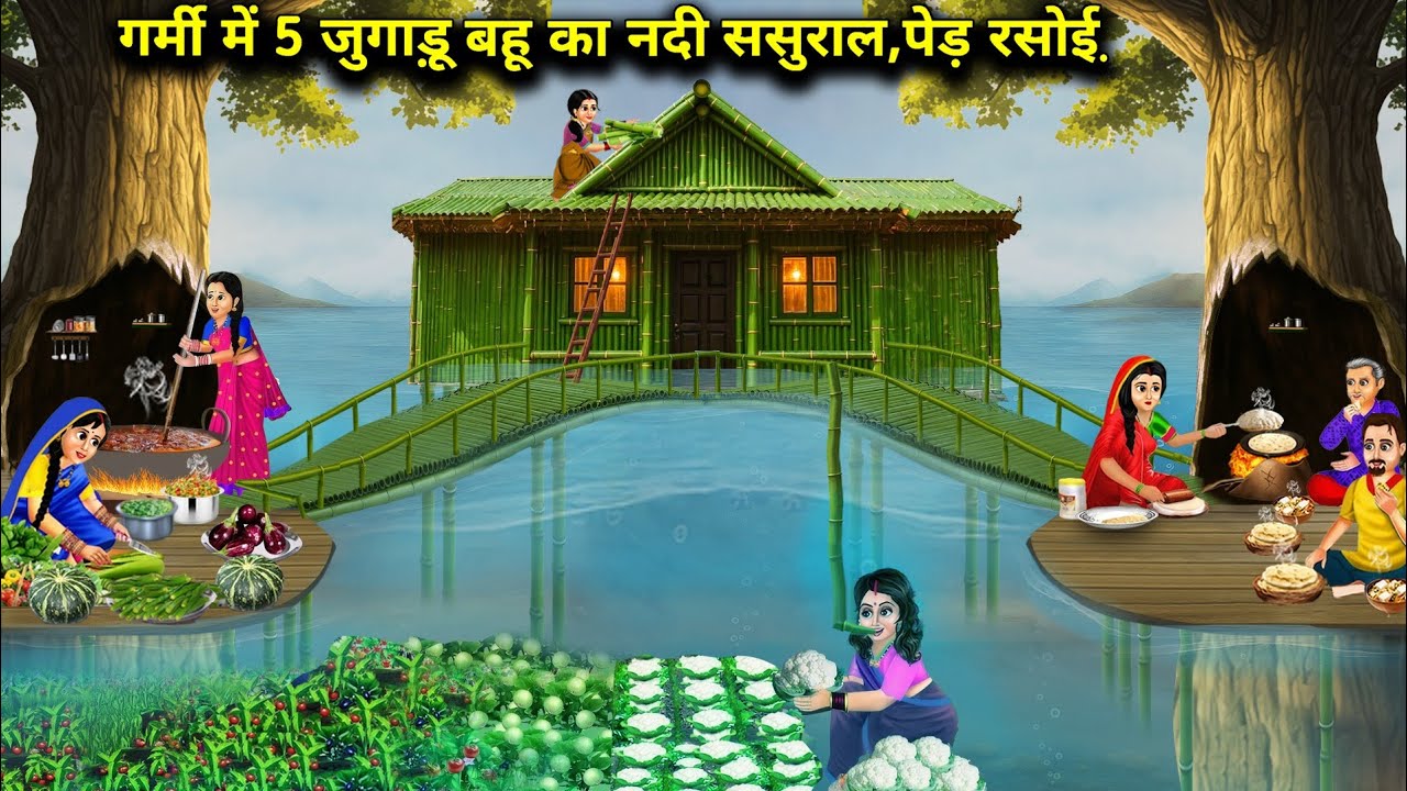 गर्मी में 5 जुगाड़ू बहू की नदी ससुराल,पेड़ रसोई || 5 Jugadu Bahu In -Law In Summer || Cartoon Video