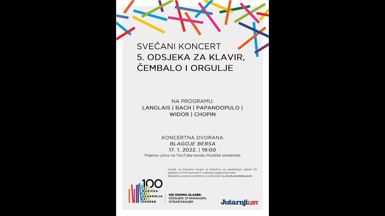 Svečani koncert 5. odsjeka za klavir, čembalo i orgulje