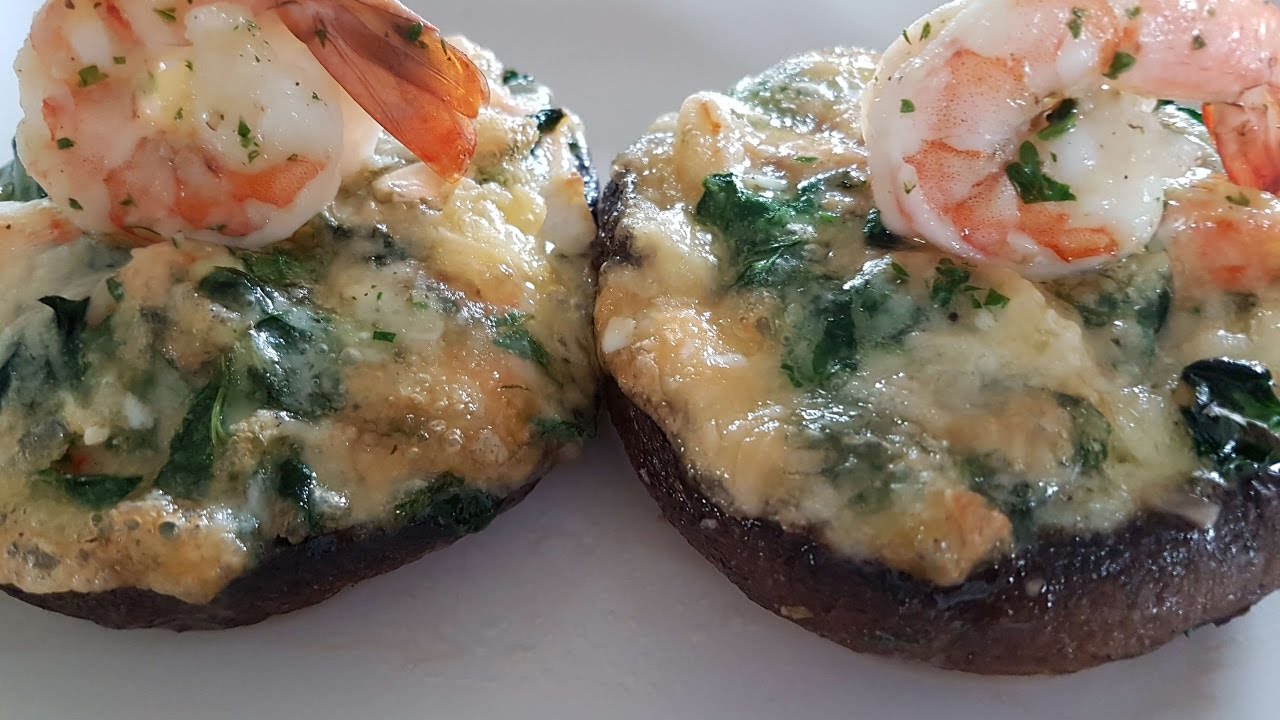 Stuffed Portobello Mushrooms with Shrimp spinach & Brie cheese
