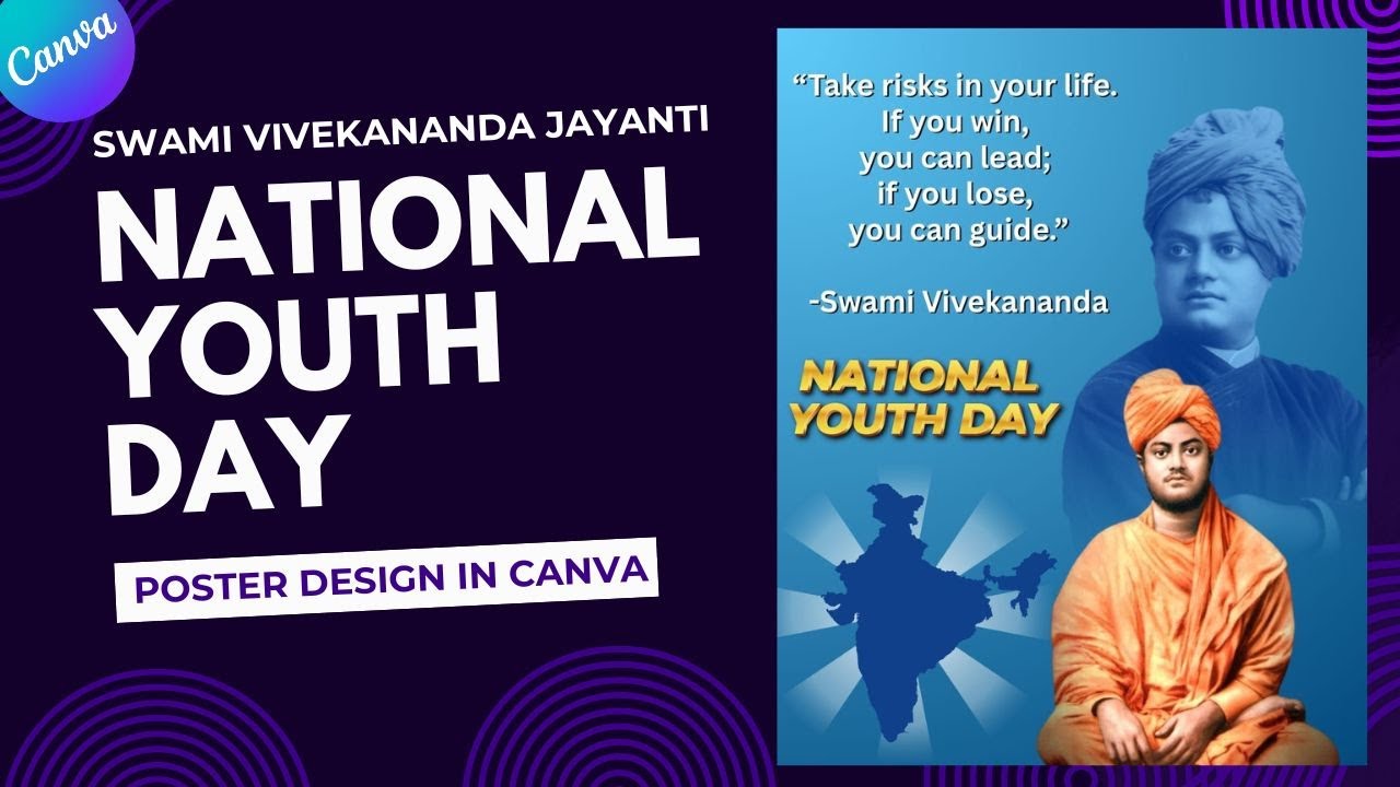 National Youth Day Poster Design in Canva | Swami Vivekananda Jayanti 2026 | 12 January