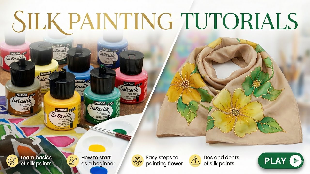 Silk Painting Tutorial for Beginners-6 | Easy Silk Scarf Painting Step by Step @PebeoPaints