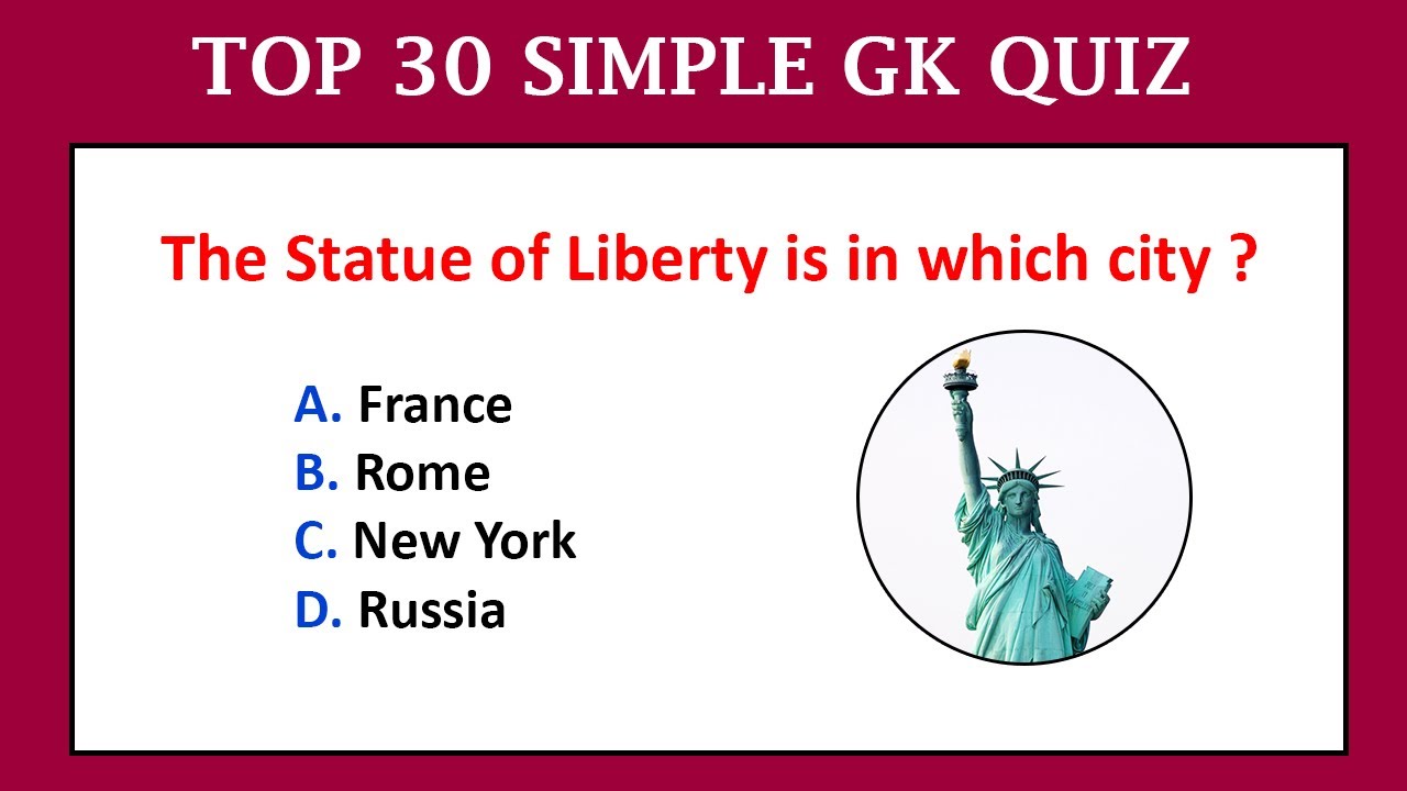 TOP 30 GENERAL KNOWLEDGE QUESTION ANSWERS | GK MCQ | GK mcqs for Competitive exams | Simple gk quiz