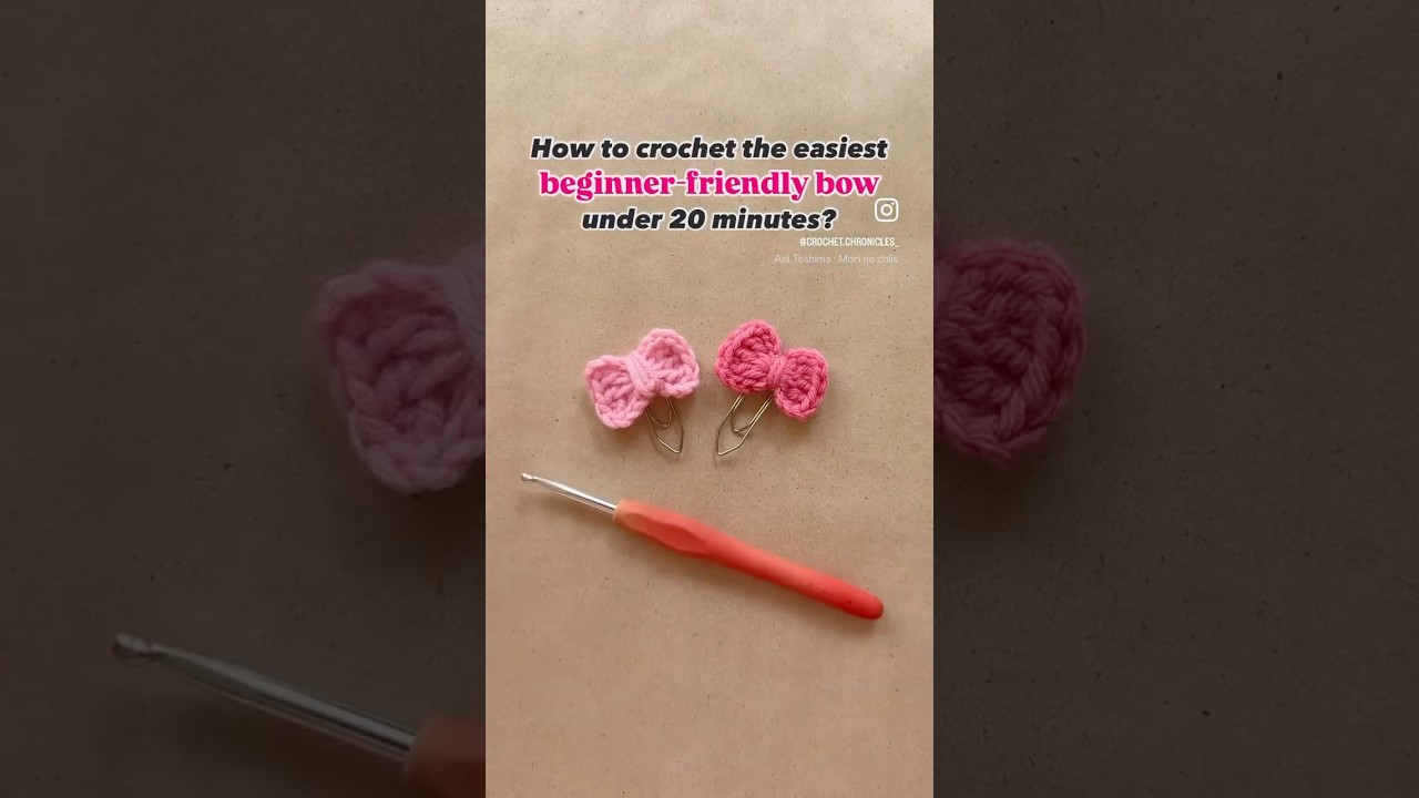 CUTE & EASY crochet mini bow pattern🎀#crochet #crochetbow #crochetfreepattern #crochetforbeginners