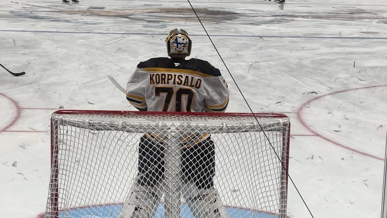 Joonas Korpisalo & Jeremy Swayman Warm-Ups