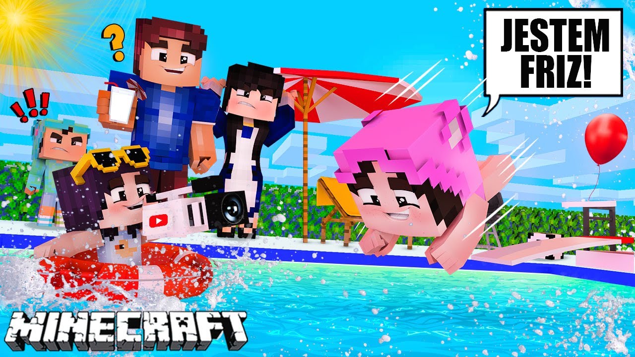 😱 MOJA CÓRKA CHCE ZOSTAĆ YTBERKĄ tak jak FRIZ!? *Skaczemy do BASENU!!* - MINECRAFT RODZINKA