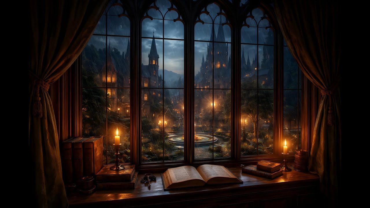 8 Hours of Rain Sounds for Studying and Deep Focus - Cozy Enchanted College (8 Hours)