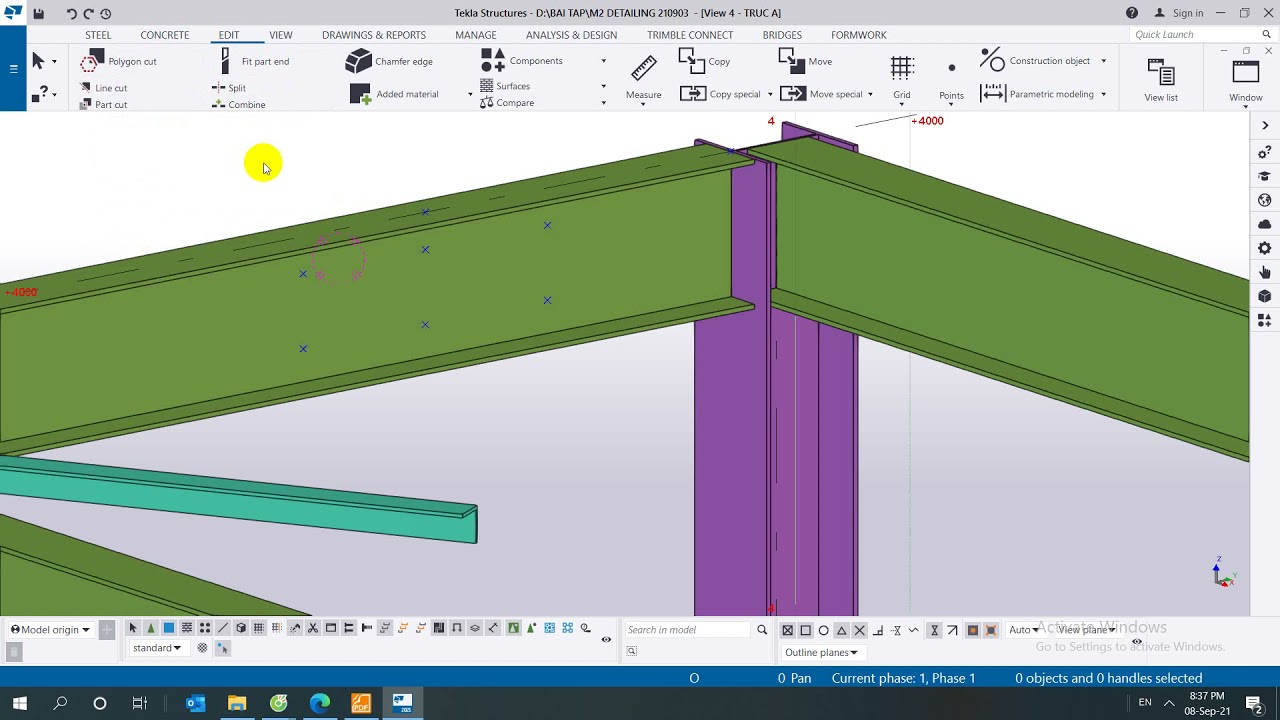 [Tekla Structures 2021] Bài 7 - Các lệnh về Cut và Fitting