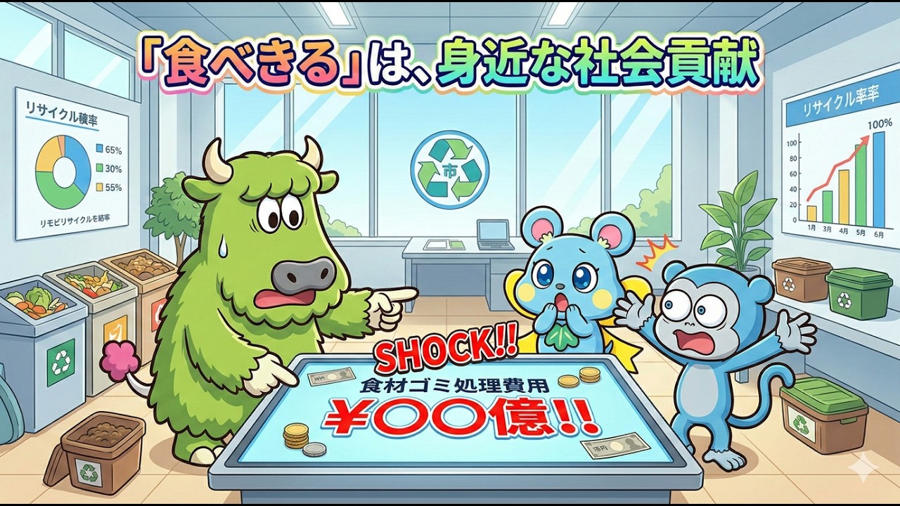 【 ほぼ1分で学ぶ！ 】　食料ゴミの隠れたコスト　※フードロス編