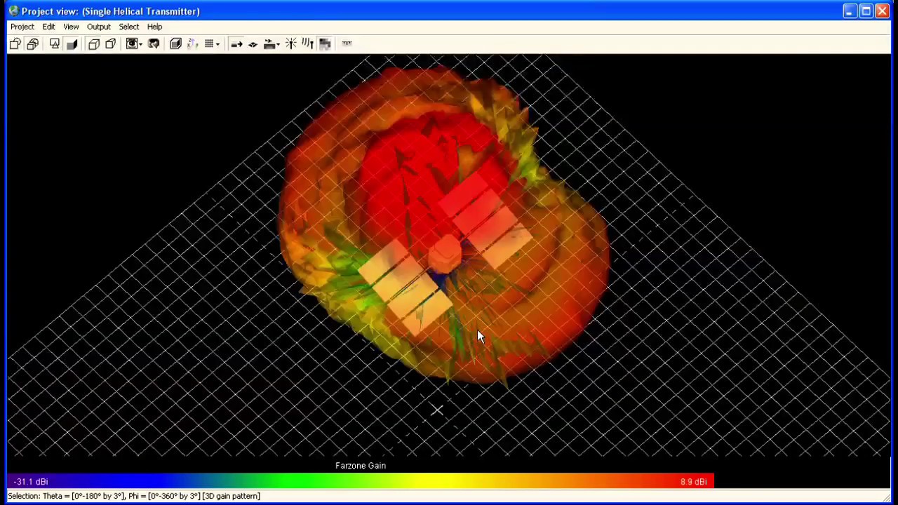 Using XFdtd and XGtd to Design and Analyze a Helical Antenna on a Satellite